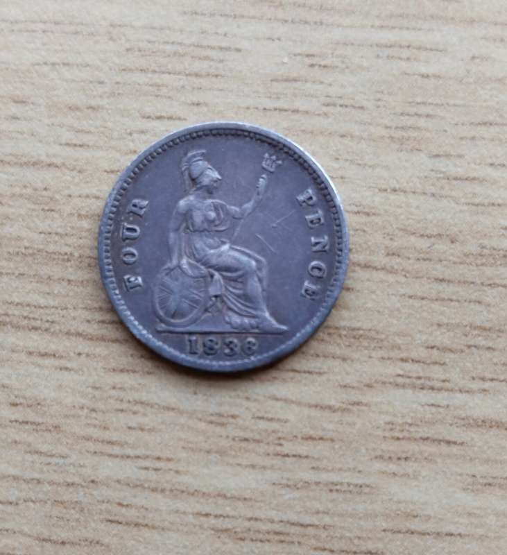 Great Britain 1836 King William 1111 silver four pence. Great coin.