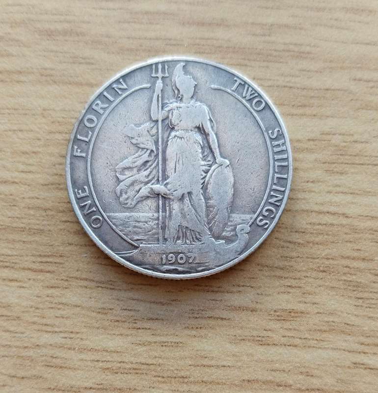 Great Britain King Edward VII Silver 1907 Two shillings.