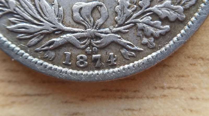 Great Britain Queen Victoria 1874 ( die number 74 ) Silver Shilling.