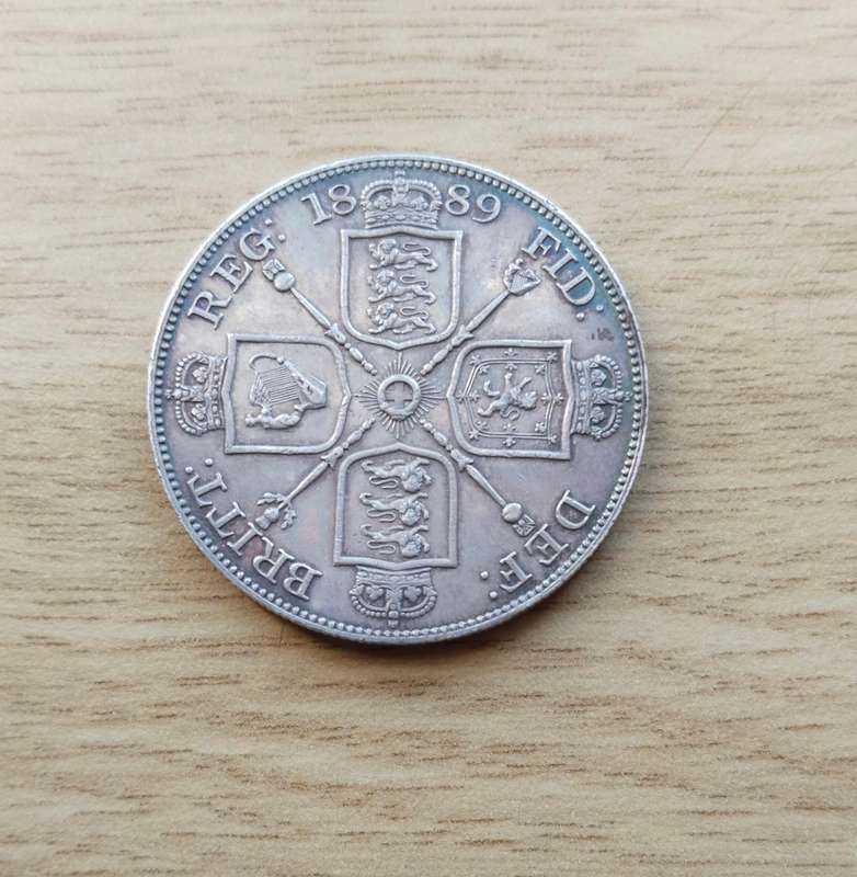 Great Britain 1889 Sterling silver Queen Victoria Double Florin. Great Coin!!