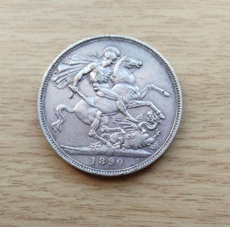 Great Britain 1890 Queen Victoria Sterling silver Crown. Nice coin!!