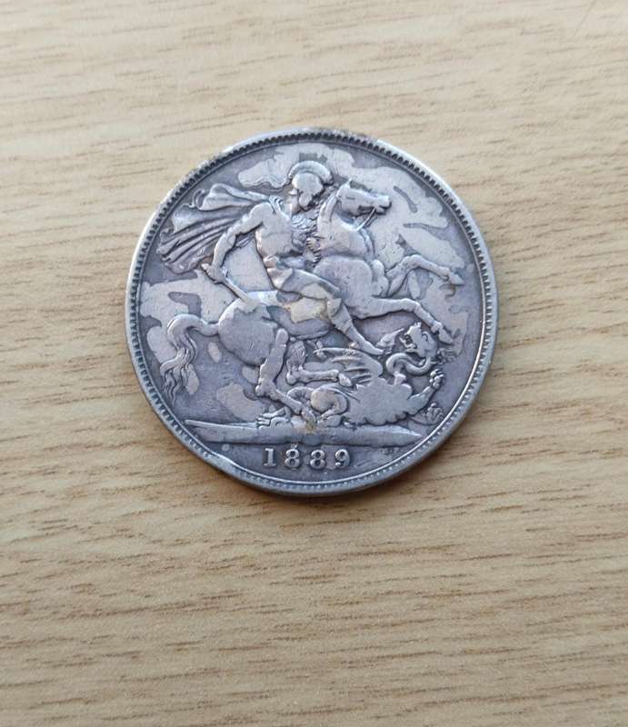 Great Britain 1889 Queen Victoria Sterling silver Crown.
