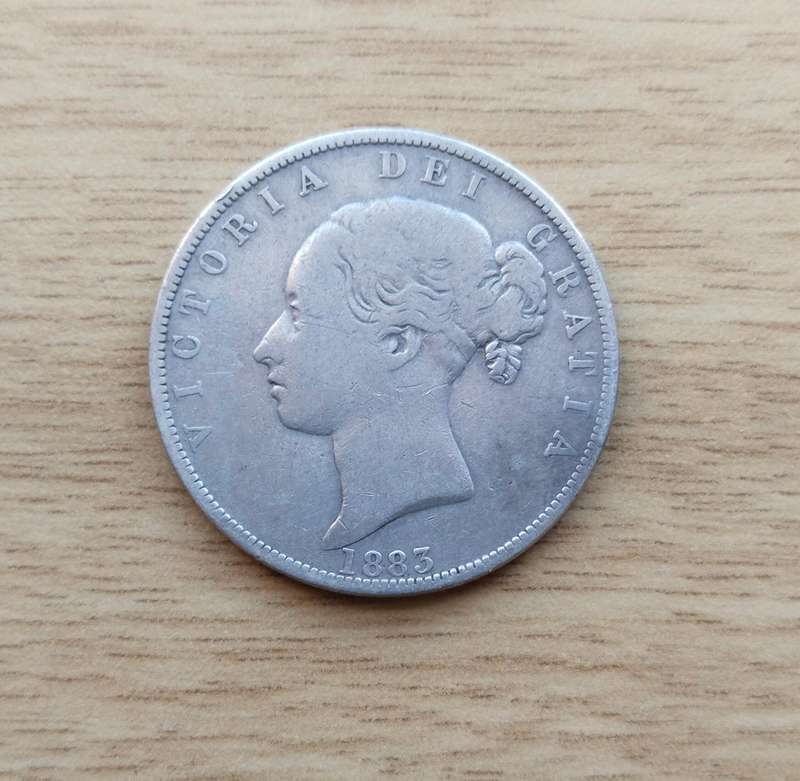 Great Britain 1883 Queen Victoria Sterling silver Half Crown.