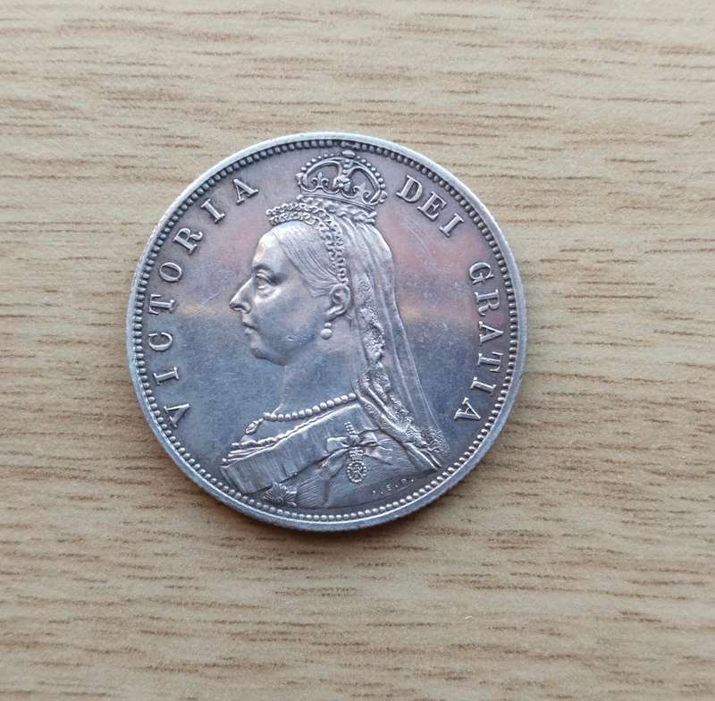 Great Britain 1887 Queen Victoria Sterling silver Half Crown. Good condition.