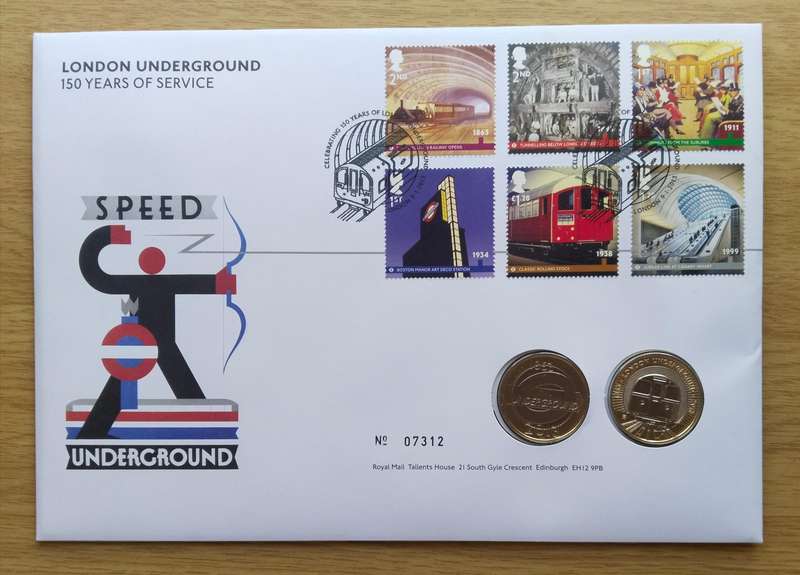 Great Britain 150 years of the Underground Two x Two Pounds.