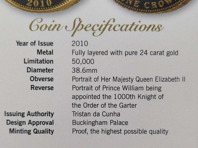 Great Britain 24ct 2008 gold plated the 1000th Knight of the Garter crown coin.