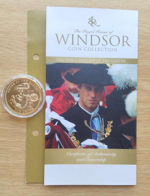 Great Britain 24ct 2008 gold plated the 1000th Knight of the Garter crown coin.
