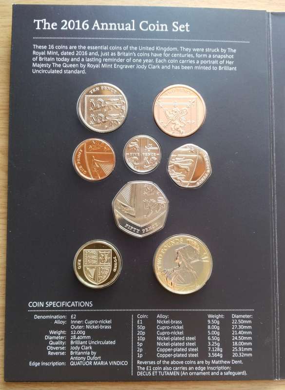 Great Britain 2016 UNC PROOF Coin set. Great Collection!!