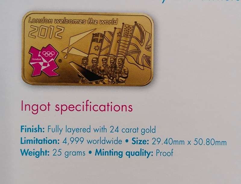 Great Britain 24 ct gold plated Olympic limited edition ingot set. This is beautiful!!!