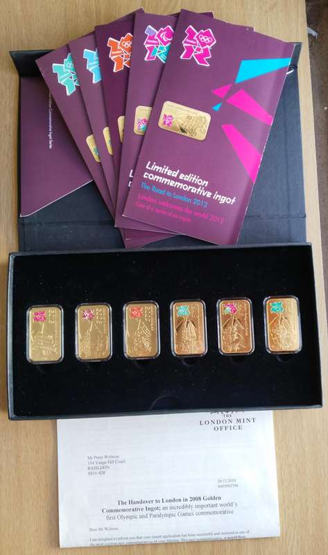 Great Britain 24 ct gold plated Olympic limited edition ingot set. This is beautiful!!!