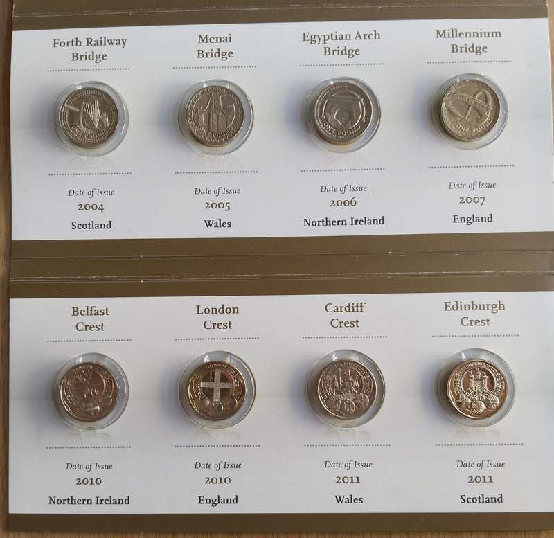 Great Britain 20 Different one pound coin collection set.