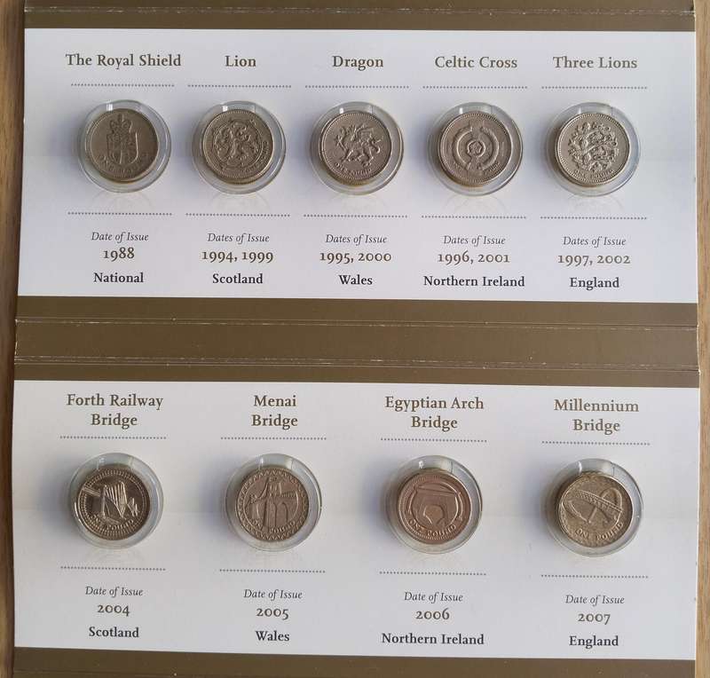 Great Britain 20 Different one pound coin collection set.