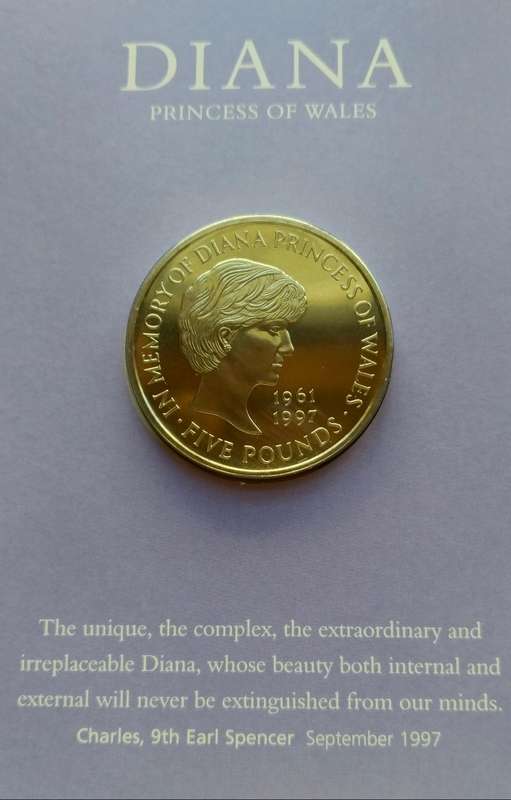 Great Britain 1999 Diana Five Pounds coin.