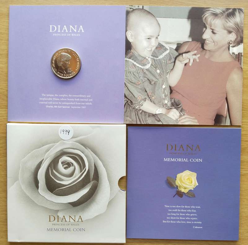 Great Britain 1999 Diana Five Pounds coin.