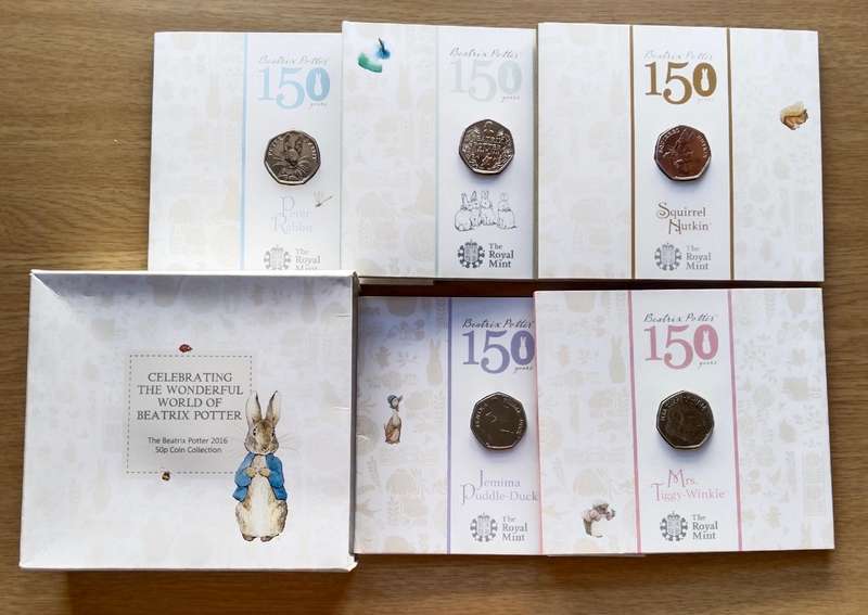 Great Britain Beatrix Potter 50 pence collection. Great set.