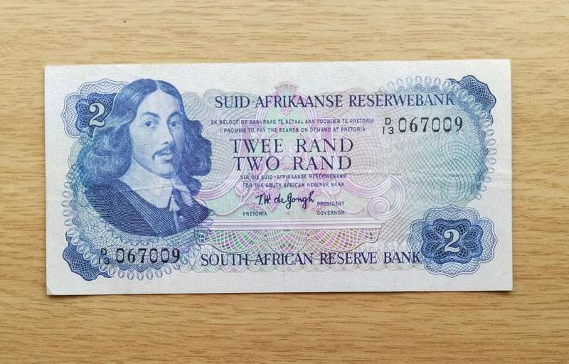 South Africa de Jongh Old R2 Bank Note. (009))