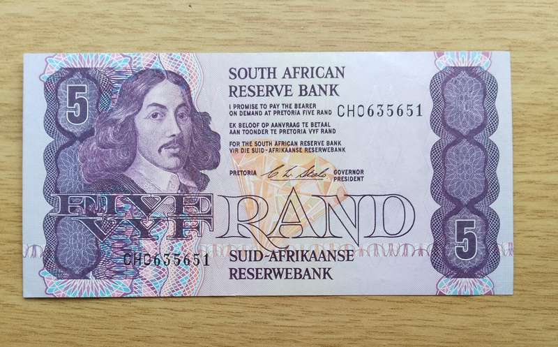 South Africa CL Stals Old R5 Bank note. Good condition. (651)