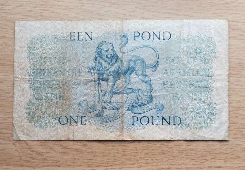 South Africa M.H. de Kock 8.5.59 Old one pound Bank Note. (686)