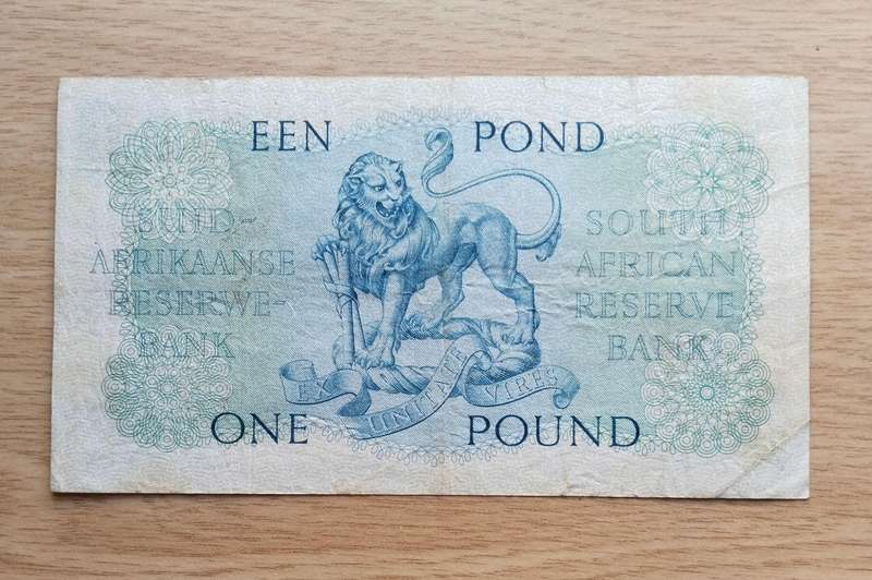 South Africa M.H. de Kock 20.5.58 Old one pound Bank Note. (507)