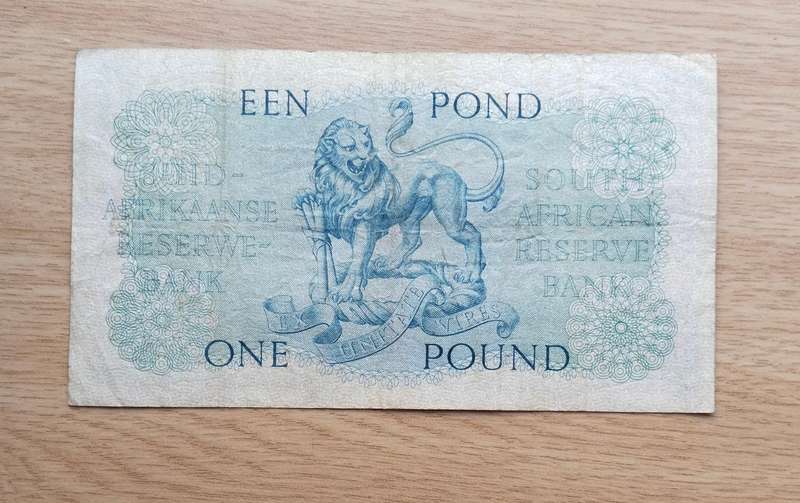 South Africa M.H. de Kock 3.6.58 Old one pound Bank Note. (637)
