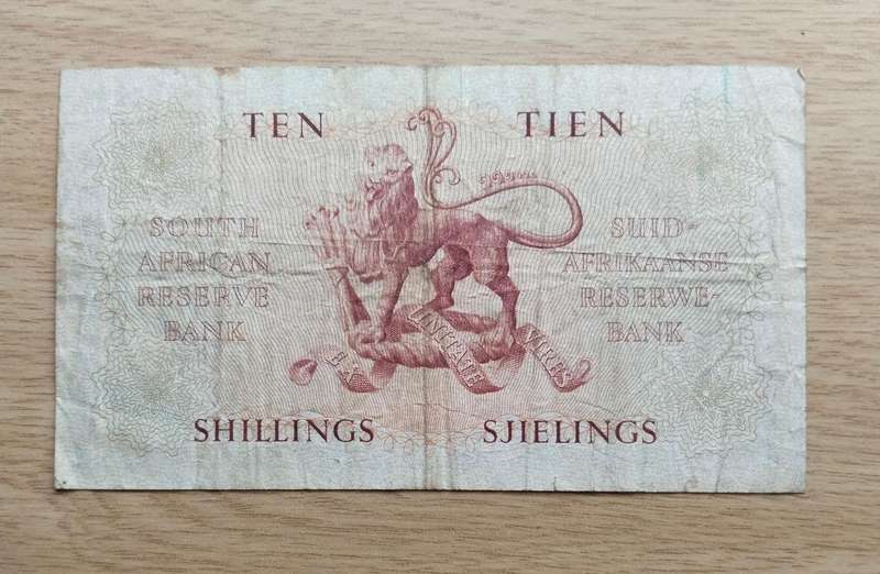 South Africa M.H. de Kock 19.2.58 Ten Shillings Bank Note. (961)