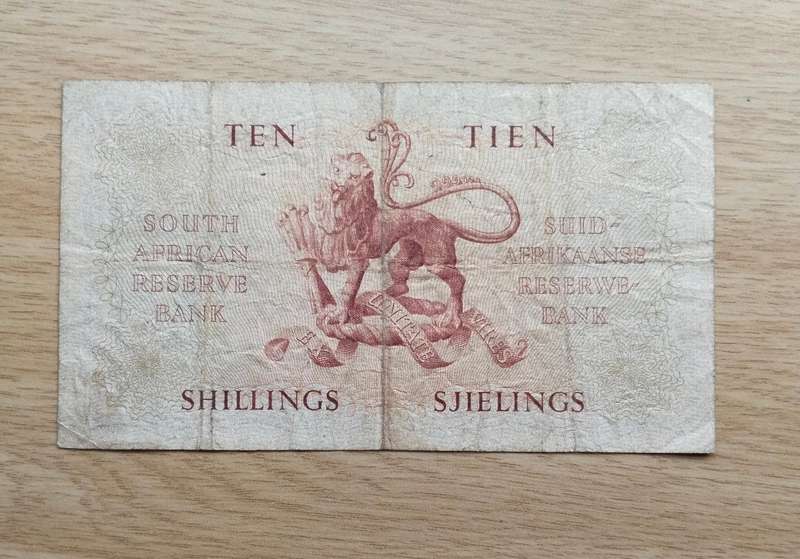 South Africa M.H. de Kock 20.1.59 Ten Shillings Bank Note. (057)