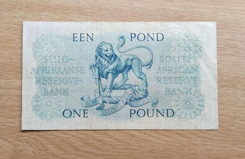 South Africa M.H. de Kock 26.6.59 Old one pound Bank Note. (972)
