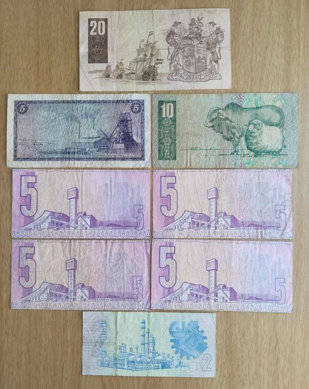 Replacement South Africa Collection of 8 old bank notes. One bid takes all.