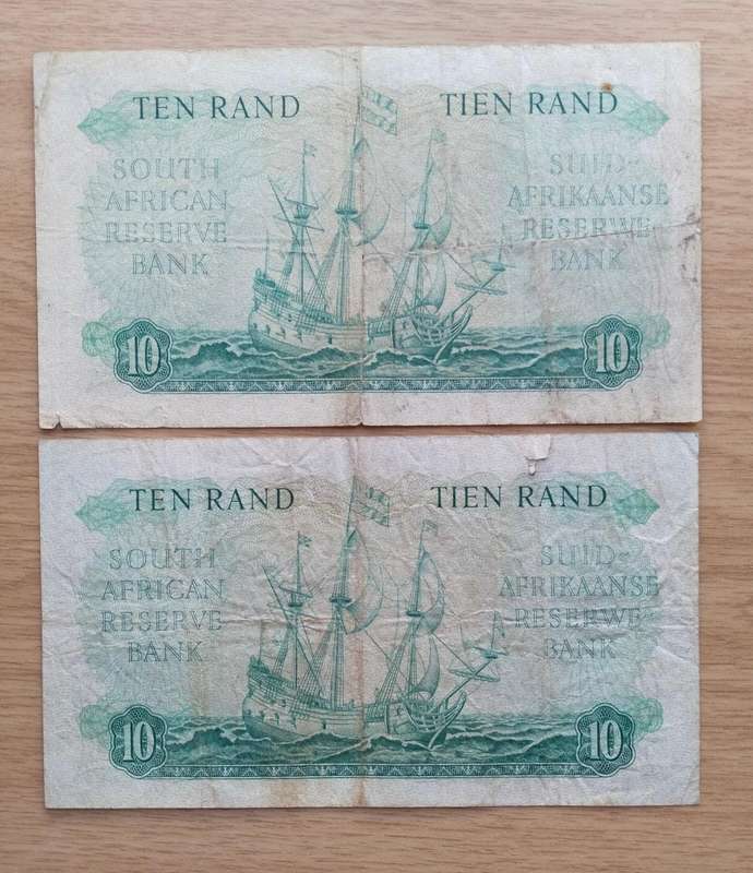 South Africa M.H. de Kock and G. Rissik old R10 Bank Notes. One bid takes all.