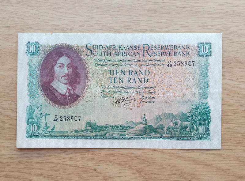 South Africa G Rissik old R10 Bank Note. (907)