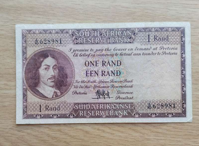 South Africa M.H. de Kock old R1 Bank Note. (981)