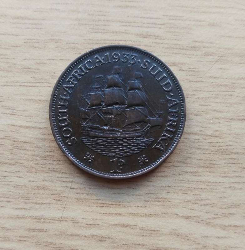 South Africa 1933 Penny. Rare date.