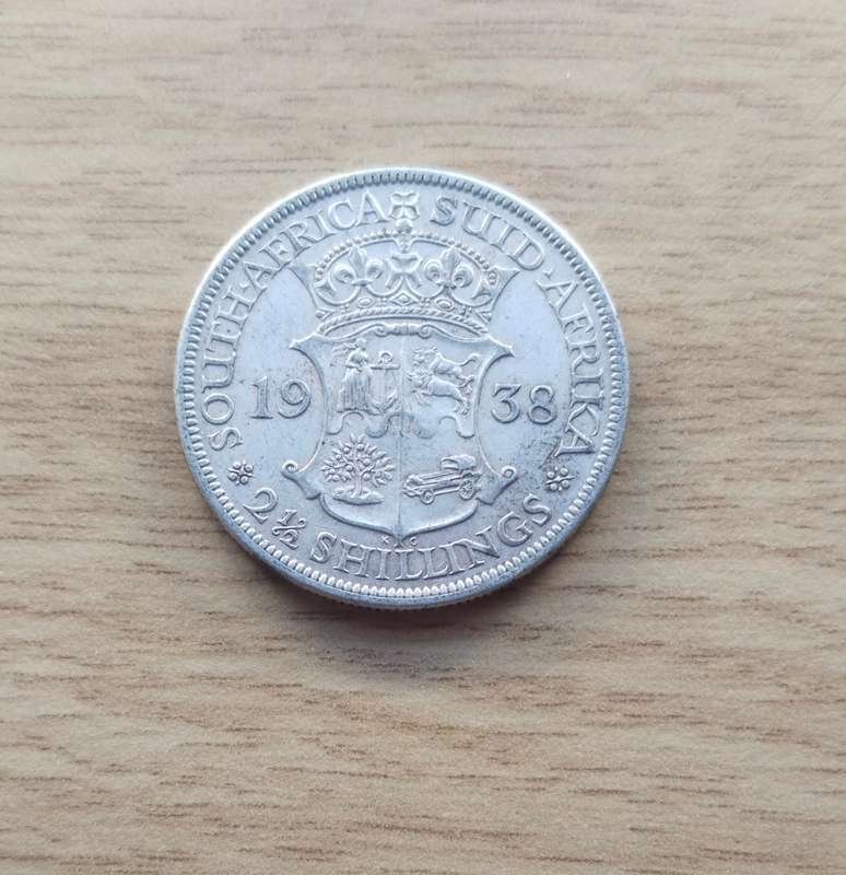 South Africa 1938 Silver Half Crown.