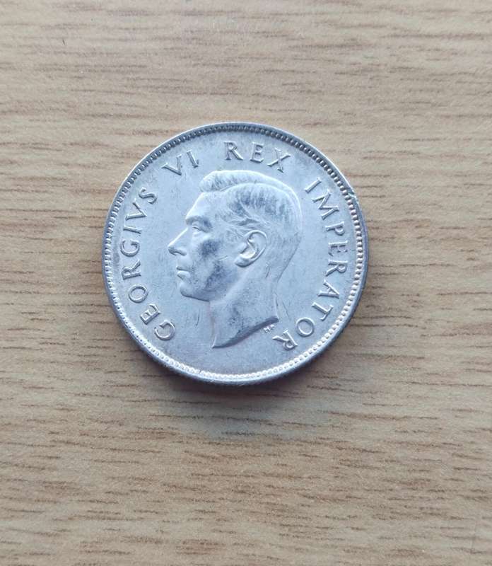 South Africa 1944 Silver Two shillings.
