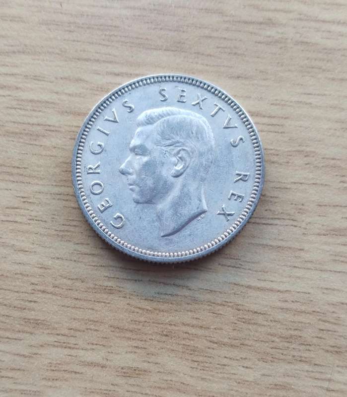 South Africa 1949 Silver Two shillings.