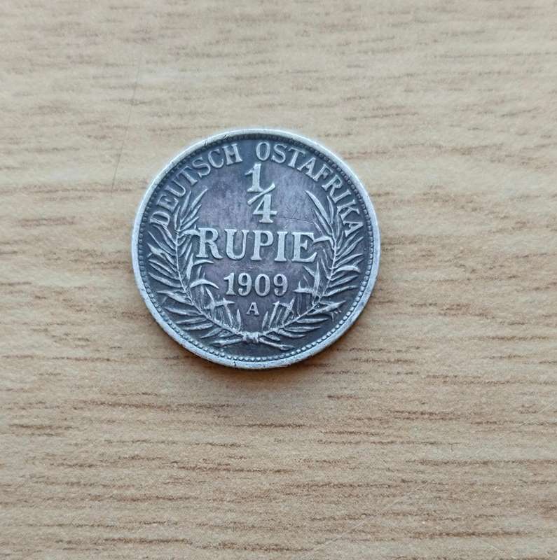 Deutsch Ostafrika 1909 A Silver 1/4 Rupie