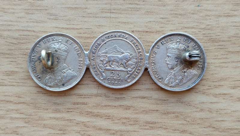 Vintage Antique East Africa Silver coin Brooch.
