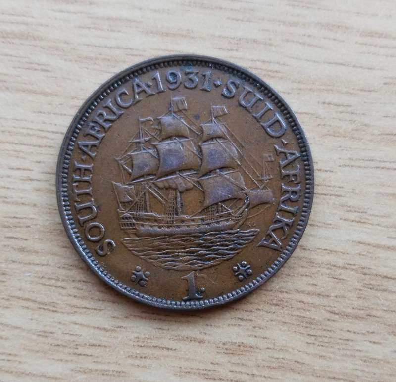 Error South Africa 1931 Full penny. Faint letters.