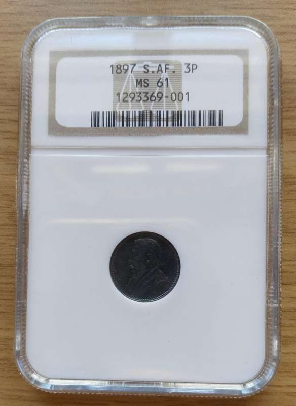 ZAR Paul Kruger 1897 NGC MS62 Silver Threepence. Nice coin!!