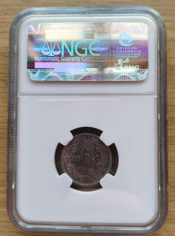 ZAR Paul Kruger 1897 NGC MS62 Silver Sixpence. Nice coin!!