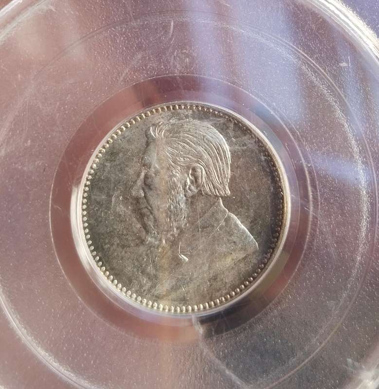 ZAR Paul Kruger 1897 Silver MS61 PCGS Sixpence. Nice coin!!