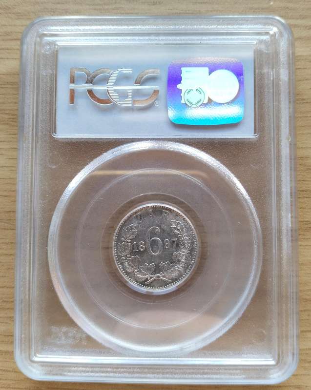 ZAR Paul Kruger 1897 Silver MS61 PCGS Sixpence. Nice coin!!
