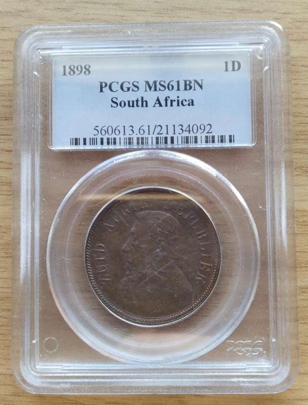 ZAR Paul Kruger 1898 PCGS MS61 BN Penny.