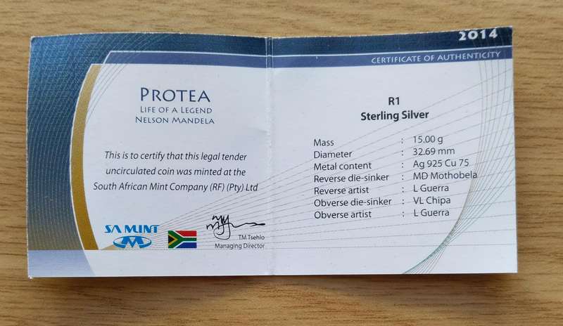 South Africa 2014 Silver UNC Nelson Mandela Life of a Legend One Rand.