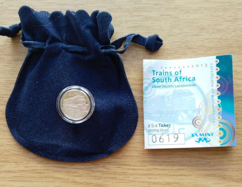 South Africa Silver Proof 2013 Trains of South Africa 2 1/2 Cents. No 619