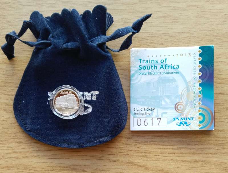 South Africa Silver Proof 2013 Trains of South Africa 2 1/2 Cents. No 617