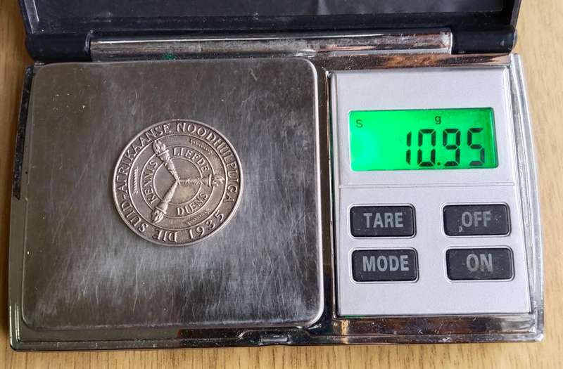 South Africa 1935 Silver Emergency Service Medal. 10.95 Grams