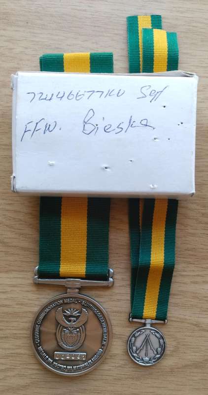 SANDF Full and Miniature Group Medals Awarded to SARGENT FFW BIESKE