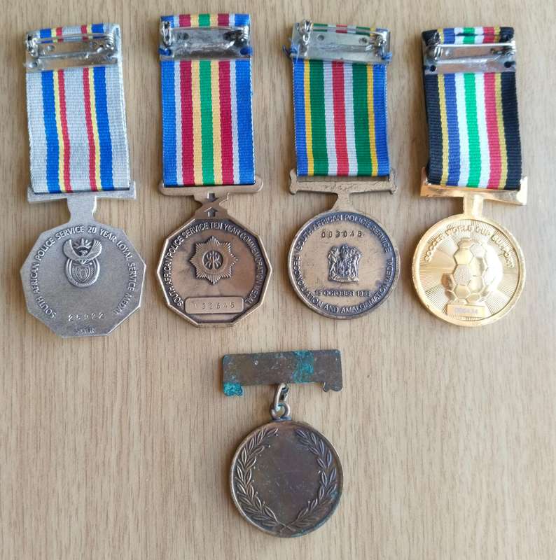 South Africa Full Size Police Group Medals. One Silver.