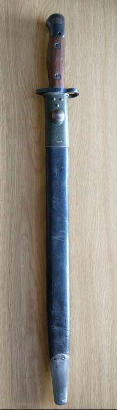 Police 1907 long Bayonet With Scabbard. 550mm long.